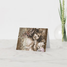 Vintag Little Girl BLANK Note Card Karte