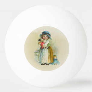 Vintag Little Girl Chubby Cheeks Hat Dolls Tischtennisball