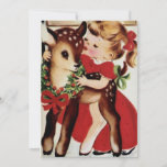 Vintag Little Girl Kissing Baby Christmas Deer Feiertagskarte<br><div class="desc">Vintage Kleine Girl Kissing Baby Weihnachtsferien-Karte.</div>