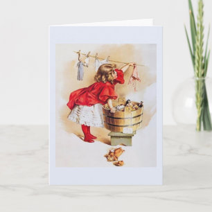 Vintag Little Girl Note Card Karte