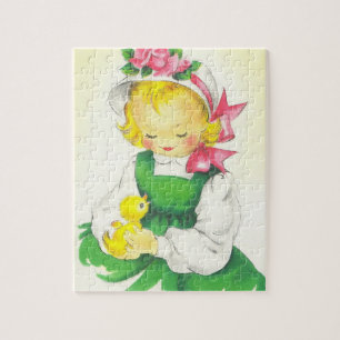 Vintag Little Girl Retro Niedlich Puzzle