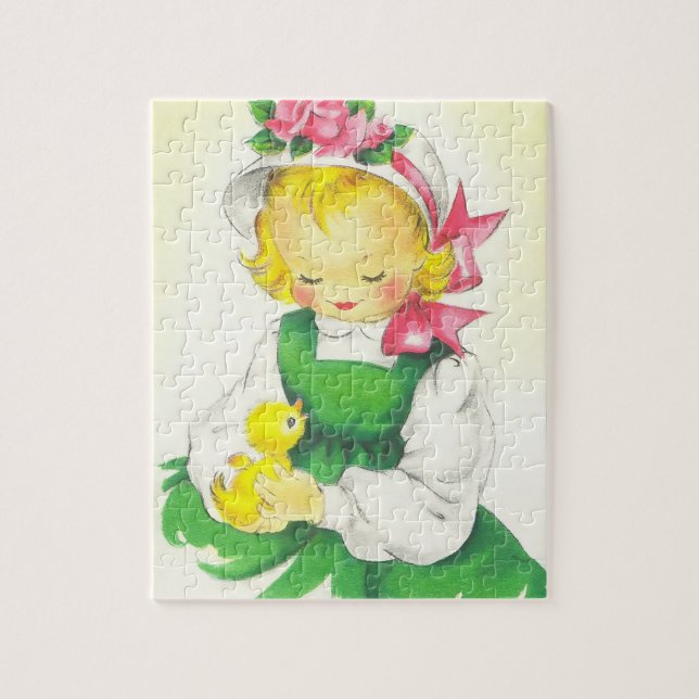 Vintag Little Girl Retro Niedlich Puzzle (Vertikal)