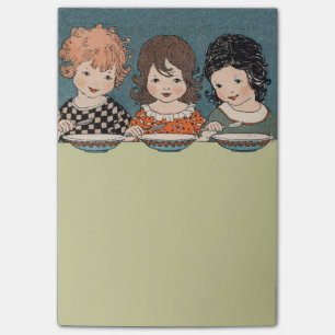 Vintag Little Girls Eating Soul Drei Schwestern Post-it Klebezettel