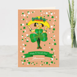 Vintag Little Irish Girl St. Patrick's Day Karte