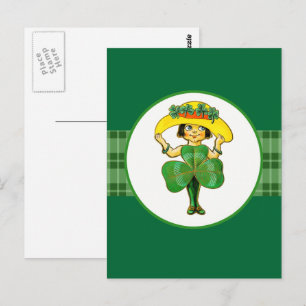 Vintag Little Irish Girl St. Patrick's Day Postkarte