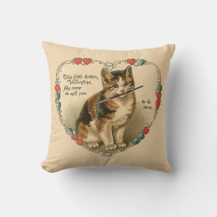 Vintag Little Kitten Valentine Kissen