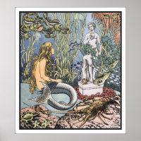 Vintag Little Mermaid Mairy Tale Illustration