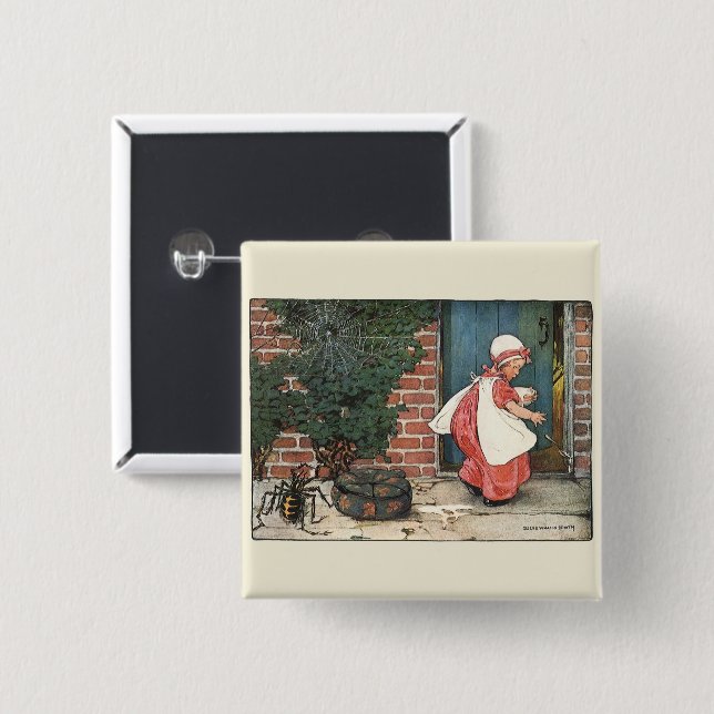 Vintag Little Miss Muffet Spider Kinderzimmer Rhym Button (Vorne & Hinten)