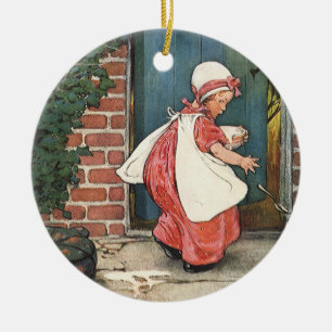 Vintag Little Miss Muffet Spider Kinderzimmer Rhym Keramik Ornament