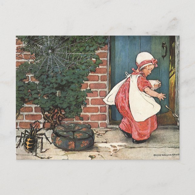 Vintag Little Miss Muffet Spider Kinderzimmer Rhym Postkarte (Vorderseite)