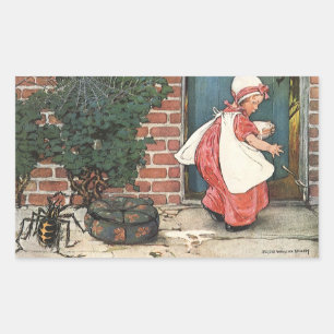 Vintag Little Miss Muffet Spider Kinderzimmer Rhym Rechteckiger Aufkleber