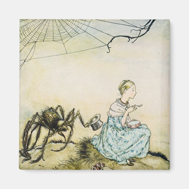 Vintag Little Miss Muffet von Arthur Rackham Magnet (Vorne)