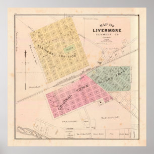 Vintag Livermore CA Map (1878) Poster