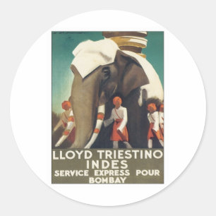 Vintag Lloyd Triestino Indien Runder Aufkleber