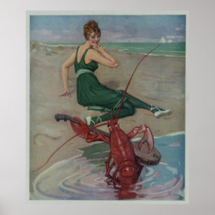 Vintag Lobster Guitar Serenade Illustration Poster