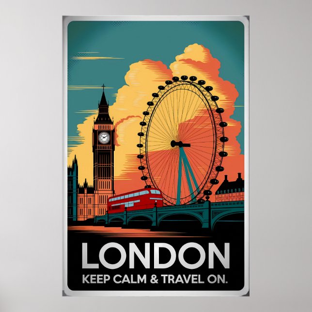 Vintag London - Behalt Calm & Travel On Poster (Vorne)