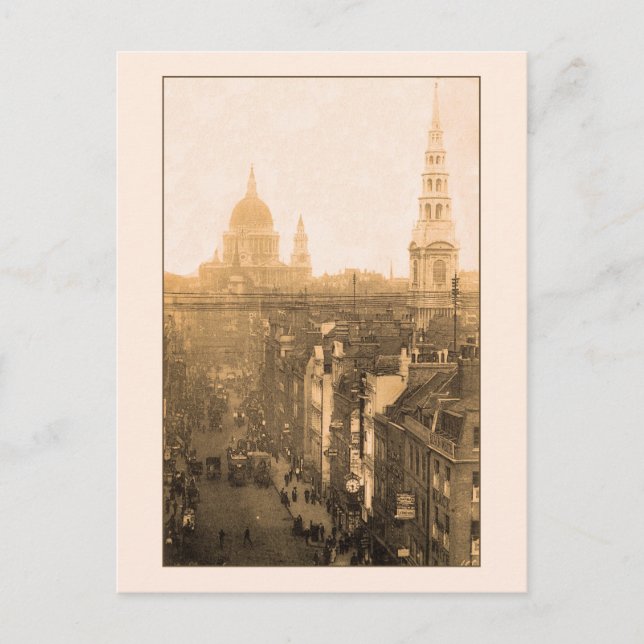Vintag London, Fleet Street, St. Paul's Postkarte (Vorderseite)