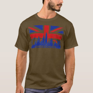 Vintag London ruft die britische Flagge Skyline an T-Shirt