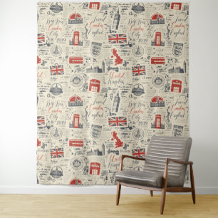 Vintag London Tapestry Wandteppich
