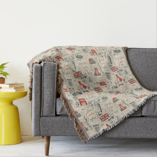 Vintag London Throw Decke