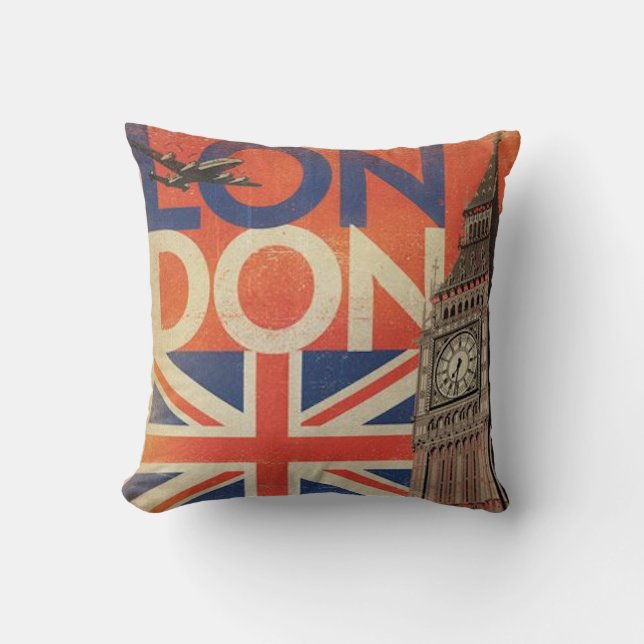 Vintag London Throw Pillow Kissen (Vorderseite)