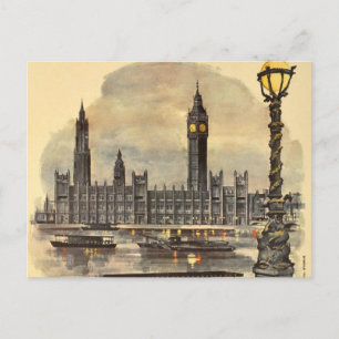 Vintag London Travel Big Ben Parliament Postkarte