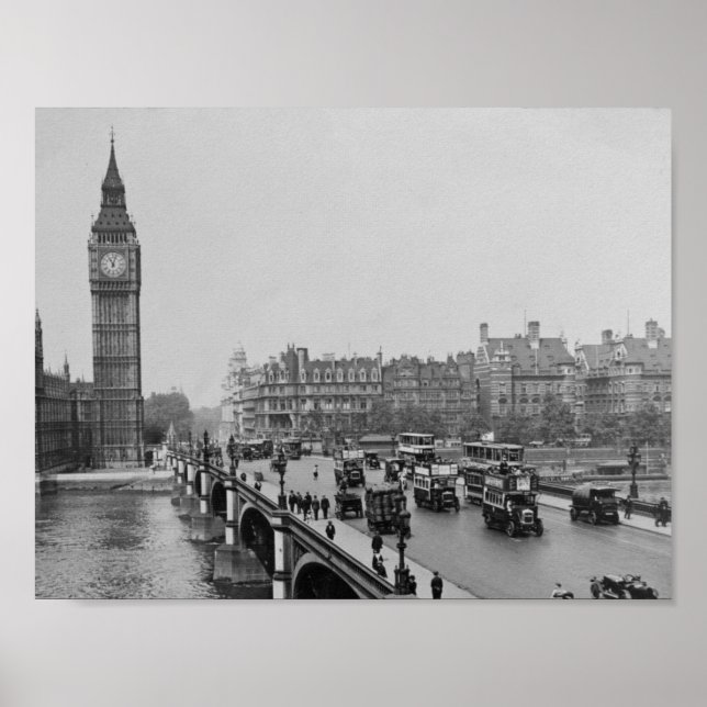 Vintag London Westminster Bridge, Big Ben 1904 Poster (Vorne)
