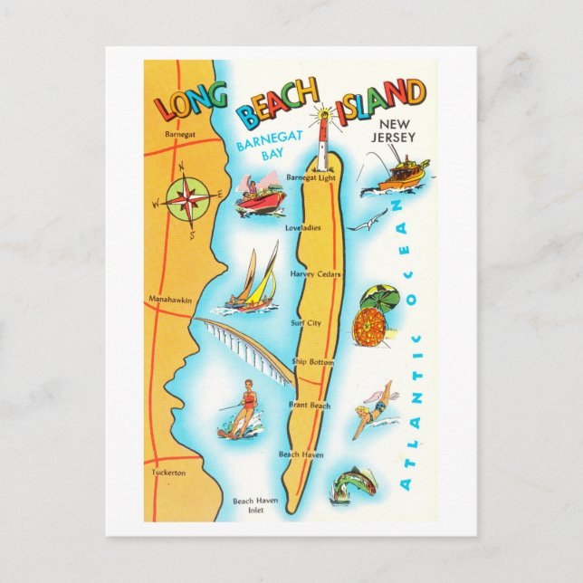 Vintag Long Beach Island, New Jersey, Karte (Vorderseite)