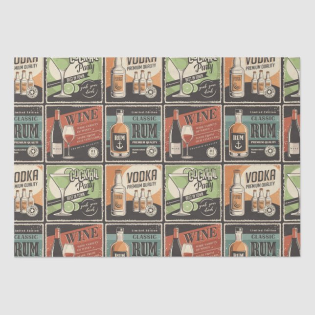 Vintag Look Bar Drink Tiles Seidenpapier (Vorderseite)
