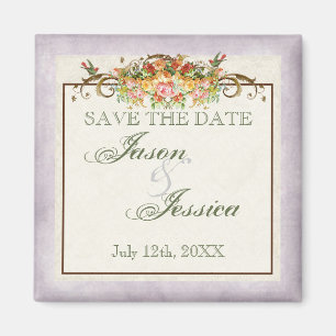 Vintag Look Blue Hydrangea - Wedding In - Magnet