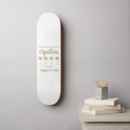 Vintag Look Coconut Palm Tree Wedding Gästebuch Skateboard