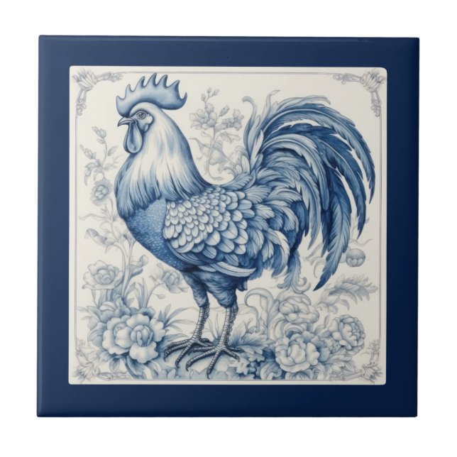 Vintag Look French Toile Rooster Fliese (Vorderseite)