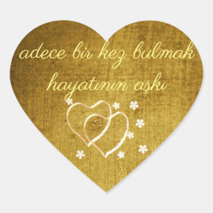 Vintag-Look Gold verwendet. Vintag Art Heart Stick Herz-Aufkleber