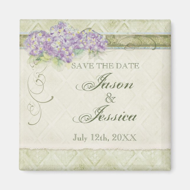 Vintag Look Lilac Hydrangea - Wedding In - Magnet (Vorne)
