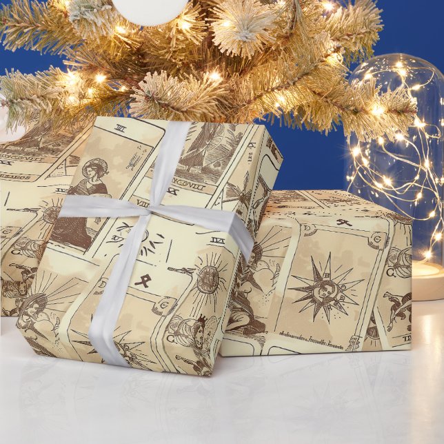 Vintag Look Sepia Tarot Cards Geschenkpapier (Feiertage)