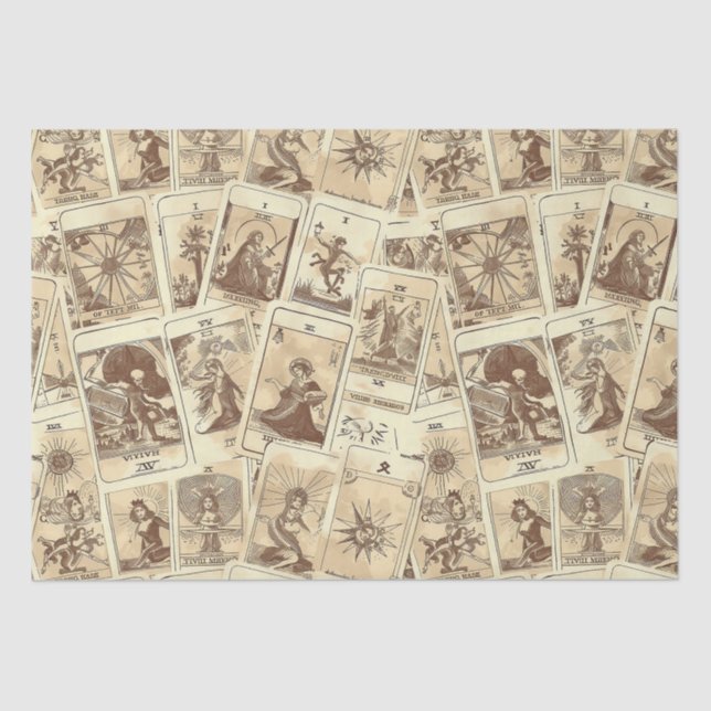 Vintag Look Sepia Tarot Cards Seidenpapier (Vorderseite)