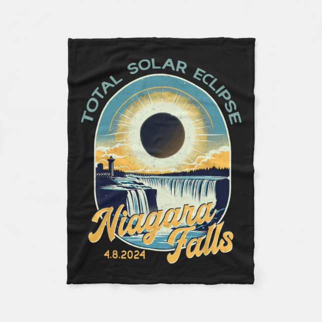 Vintag Look Total Solar Eclipse Niagara Falls Fleecedecke (Vorderseite)
