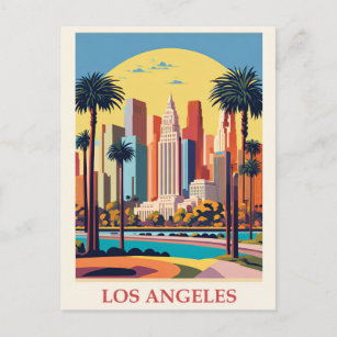 Vintag Los Angeles California City Skyline Travel Postkarte