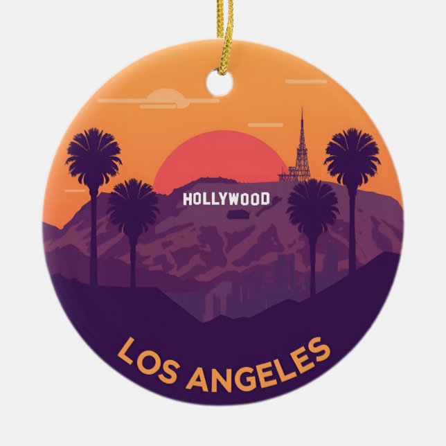 Vintag Los Angeles Hollywood Sunset Keramik Ornament (Vorne)