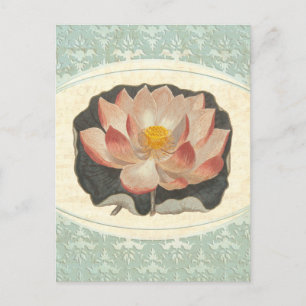 Vintag Lotus Damask Elegante Antik Postkarte