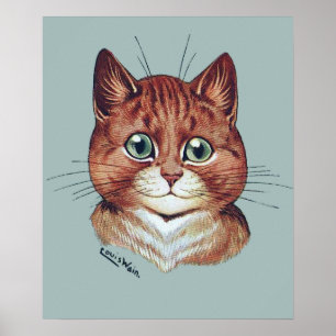 Vintag Louis Wain Orange Tabby Cat Poster