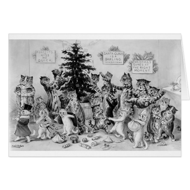 Vintag Louis Wain - Weihnachts-Party der Katzen, (Vorderseite (Horizontal))