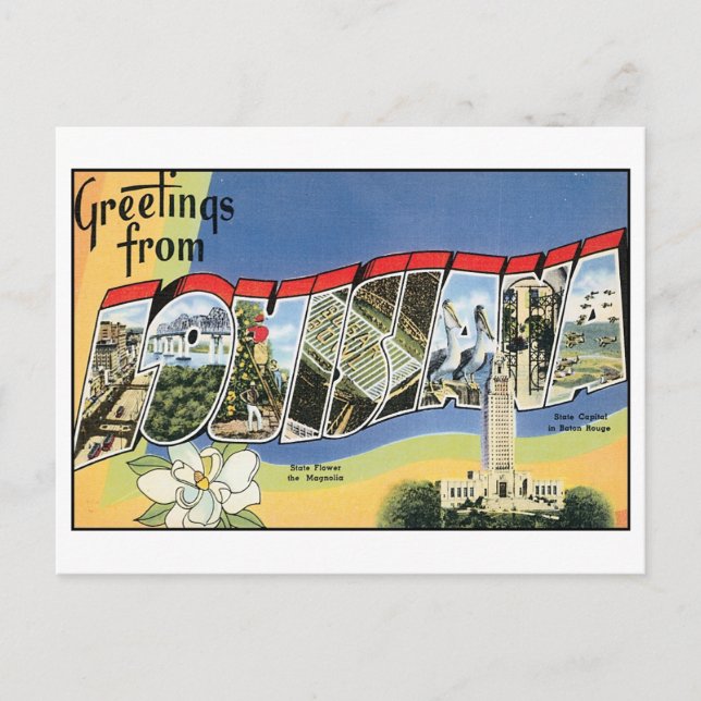 Vintag Louisiana Postcard Postkarte (Vorderseite)