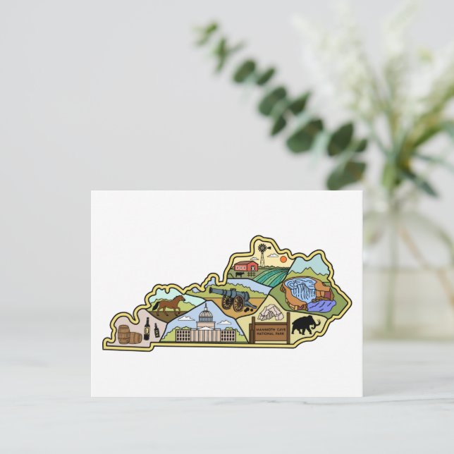 Vintag Louisville Lexington Kentucky Map Postkarte (Stehend Vorderseite)