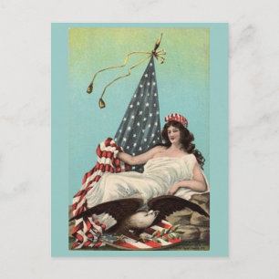 Vintag Lounging Lady Liberty Postkarte