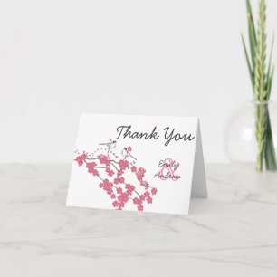 Vintag Love Bird Cherry Blossom Hochzeit Vielen Da Dankeskarte