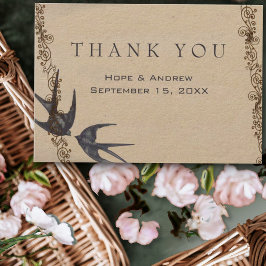 Vintag Love Bird Navy Hochzeit Danke