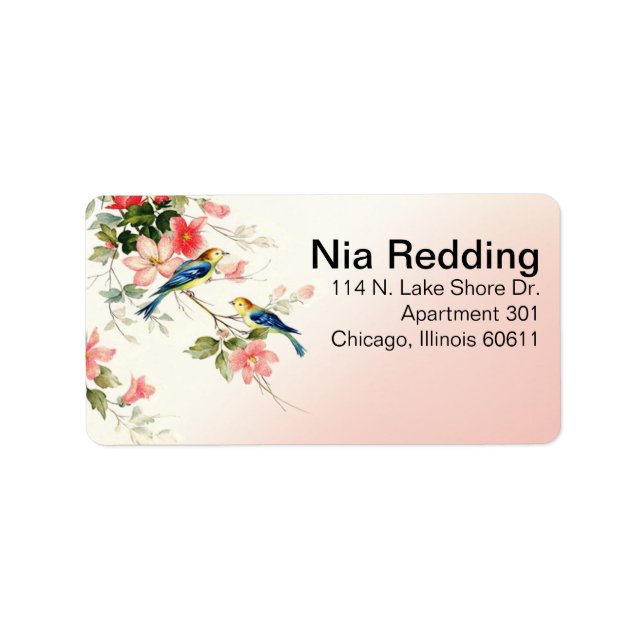 Vintag Love Birds Mr. & Mrs. | rosa Adressaufkleber (Vorne)