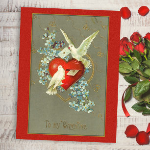 Vintag Love Birds Valentine Postkarte