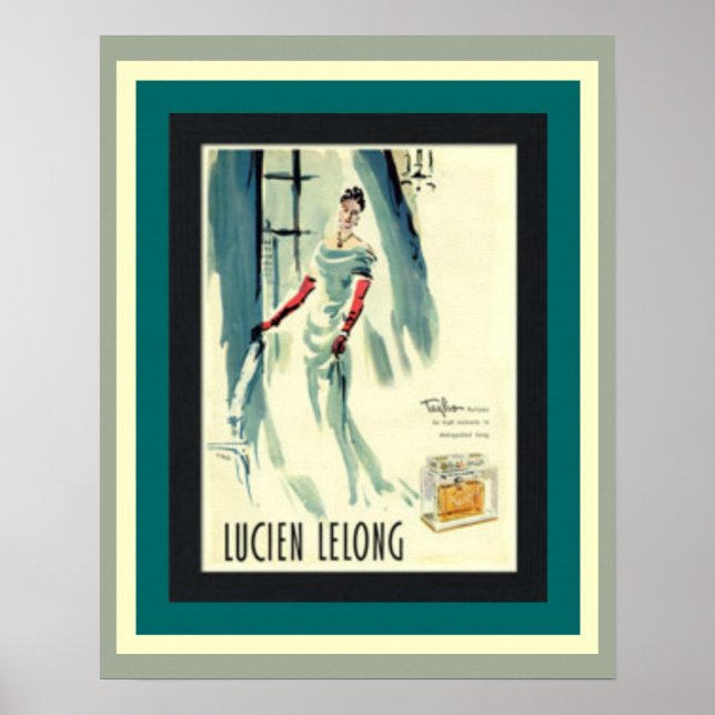 Vintag Lucien Lelong French Parfüm Poster (Vorne)